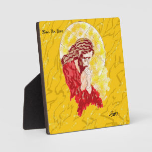 Tabletop W/Canvas :Bless This Home Plaque