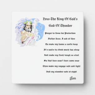 Tabletop W/Canvas : Zeus King Of The God's Plaque