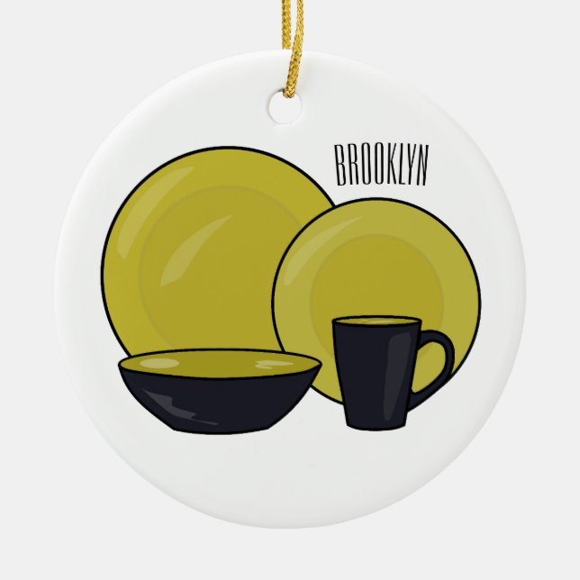 Tableware set cartoon illustration  ceramic ornament (Front)