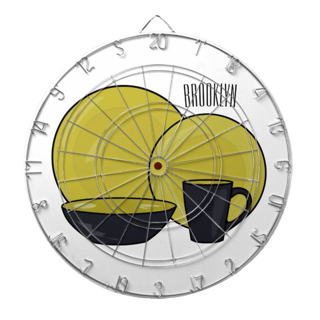 Tableware set cartoon illustration  dartboard (Front)