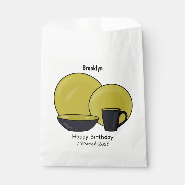 Tableware set cartoon illustration  favour bag (Front)