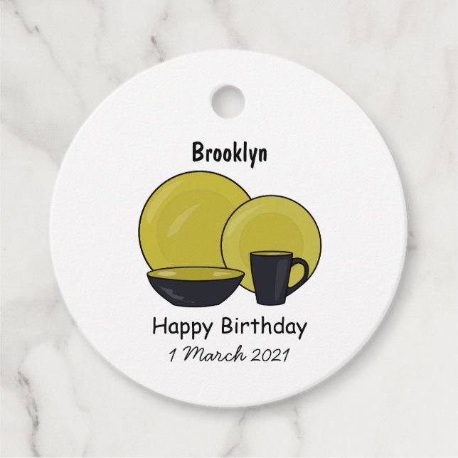 Tableware set cartoon illustration  favour tags (Front)