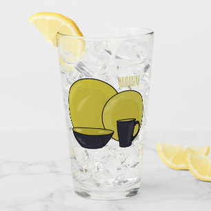 Tableware set cartoon illustration glass