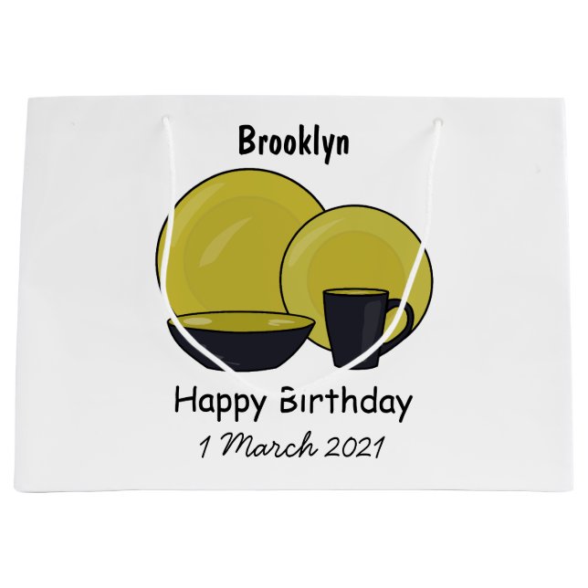 Tableware set cartoon illustration  large gift bag (Front)