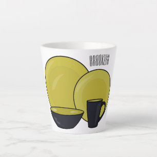 Tableware set cartoon illustration  latte mug