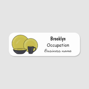 Tableware set cartoon illustration name tag