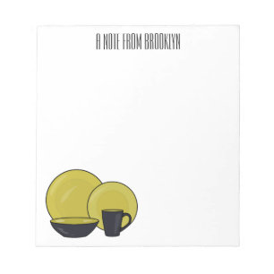 Tableware set cartoon illustration  notepad