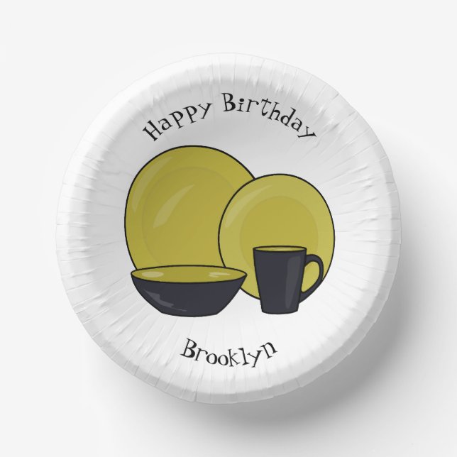 Tableware set cartoon illustration paper plate (Front)