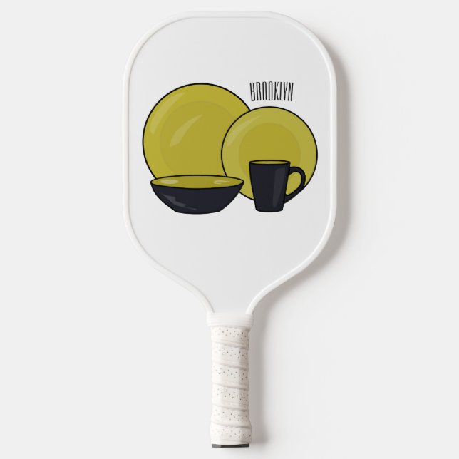 Tableware set cartoon illustration  pickleball paddle (Front)