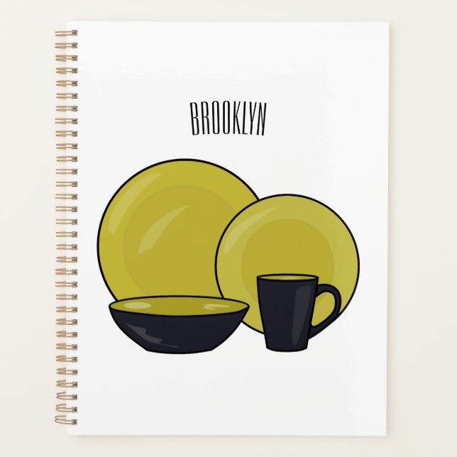 Tableware set cartoon illustration  planner (Front)