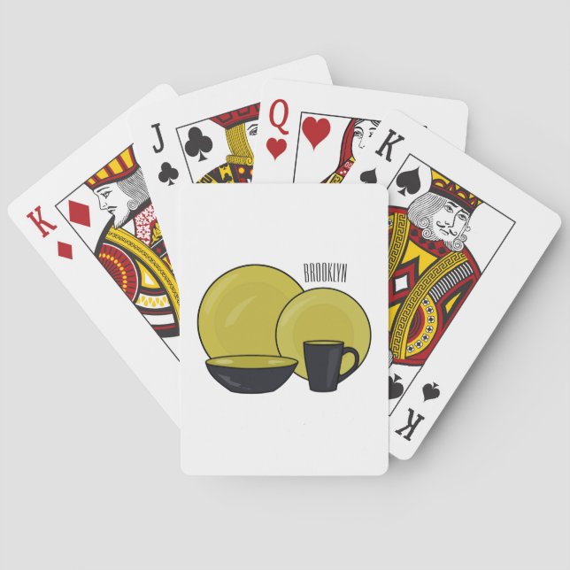 Tableware set cartoon illustration  playing cards (Back)