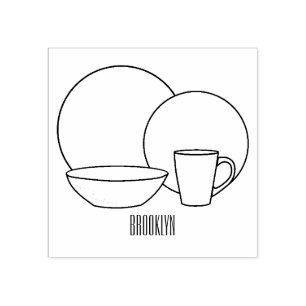 Tableware set cartoon illustration rubber stamp