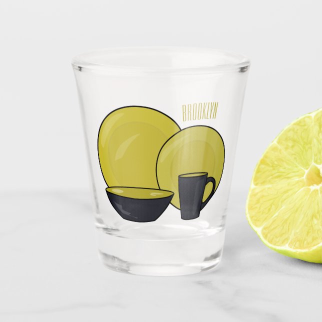 Tableware set cartoon illustration  shot glass (Front)