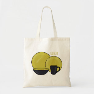 Tableware set cartoon illustration tote bag