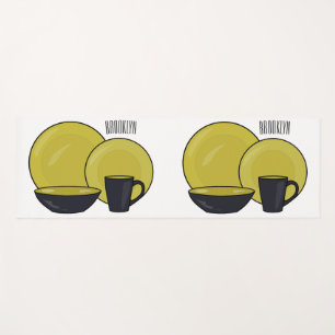 Tableware set cartoon illustration yoga mat