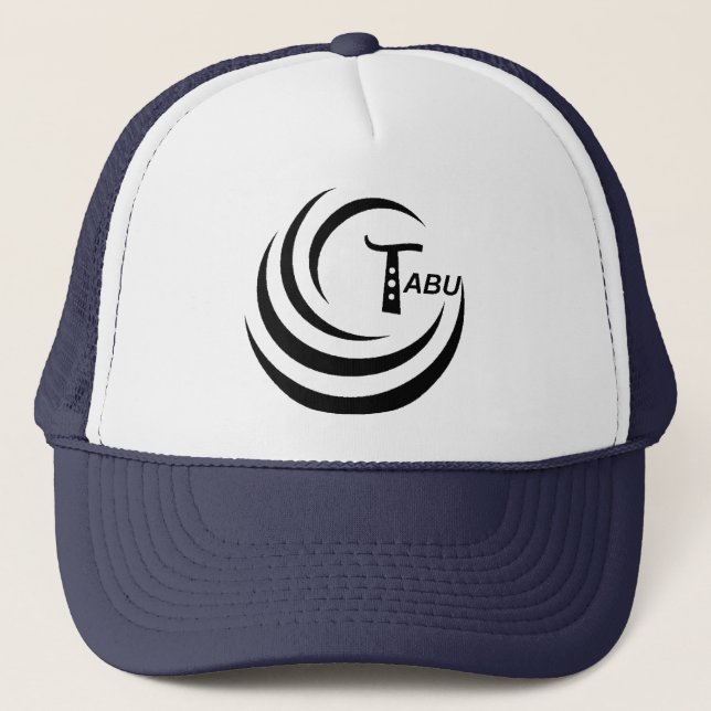 Tabu Logo no back TABU clear LARGE PNG Trucker Hat (Front)