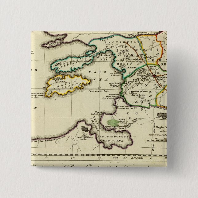 Tabularum geographicarum specimen World Map 15 Cm Square Badge (Front)