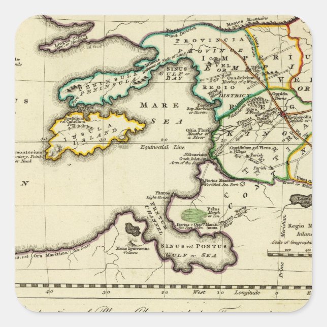 Tabularum geographicarum specimen World Map Square Sticker (Front)