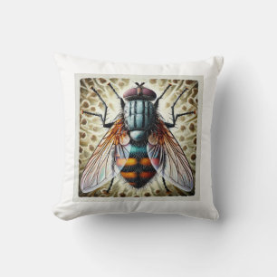 Tachinid Fly Dorsal View 260824IREF226 - Watercolo Cushion