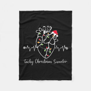 Tachy Christmas Sweater Anatomy Heart Cardiac Nurs Fleece Blanket