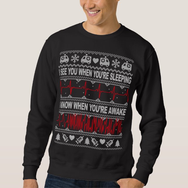 Tachy Nurse and Doctor Ugly Christmas Sweater Medi (Front)