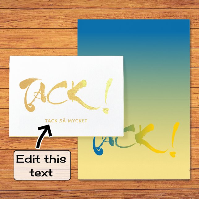 Tack swedish language thank you gold foil card (Creator Uploaded)