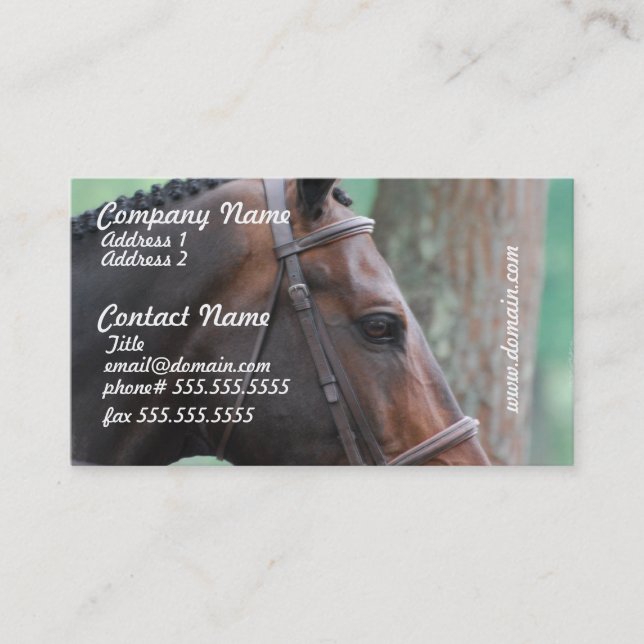 Tacked Dark Bay Horse Business Cards (Front)