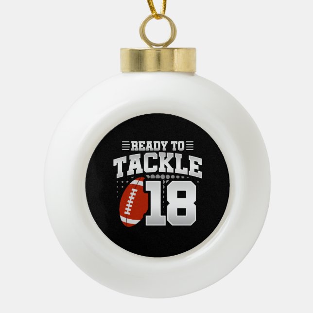 Tackle 18th Birthday 18 Years Couples Anniversary Ceramic Ball Christmas Ornament (Front)