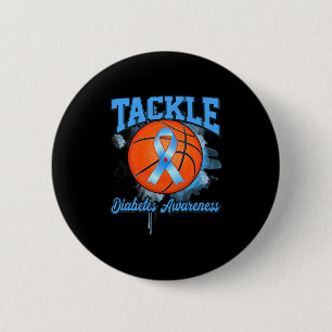Tackle Basketball Blue Ribbon Diabetes Awareness 6 Cm Round Badge