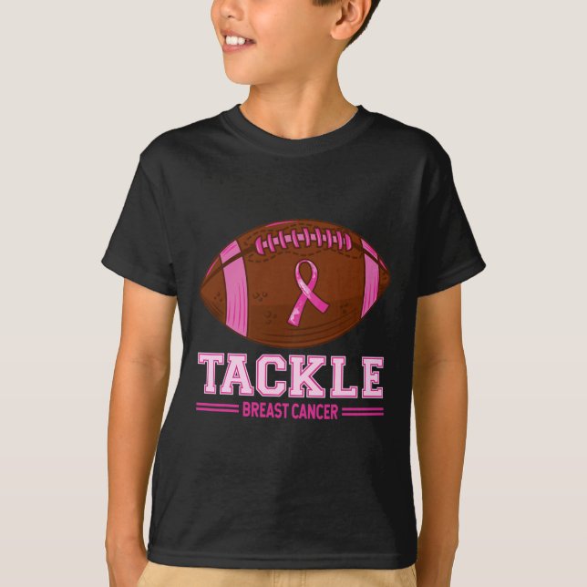 Tackle Breast Cancer Awareness American Football P T-Shirt (Front)