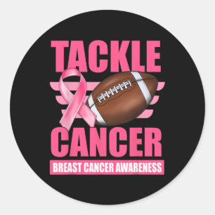 Tackle Breast Cancer Awareness American Footll Pin Classic Round Sticker