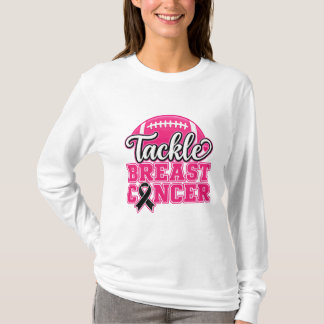 Tackle Breast Cancer Awareness Football Pink Ribbo T-Shirt