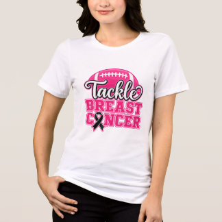 Tackle Breast Cancer Awareness Football Pink Ribbo Tri-Blend Shirt