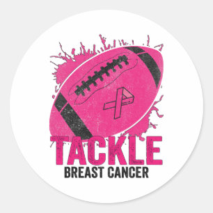 Tackle Breast Cancer Awareness Footbyll Breast Can Classic Round Sticker