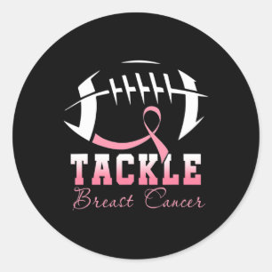 Tackle Breast Cancer Awareness Footbyll Pink Ribbo Classic Round Sticker