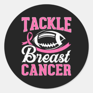 Tackle Breast Cancer Awareness Footll Pink Ribbon  Classic Round Sticker