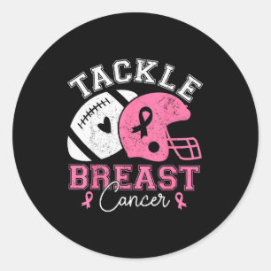 Tackle Breast Cancer Awareness Nk Ribbon American  Classic Round Sticker