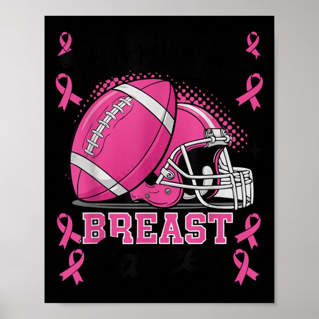 Tackle Breast Cancer Awareness Nk Ribbon Football  Poster (Front)
