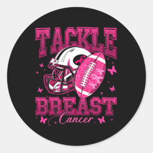 Tackle Breast Cancer Awareness Pink Ribbon America Classic Round Sticker