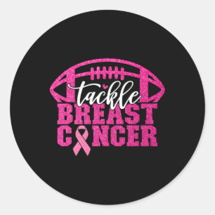 Tackle Breast Cancer Awareness Pink Ribbon America Classic Round Sticker