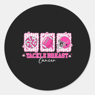 Tackle Breast Cancer Awareness Pink Ribbon America Classic Round Sticker