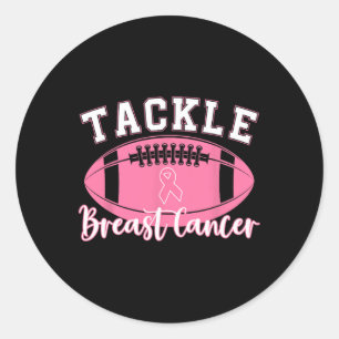 Tackle Breast Cancer Awareness Pink Ribbon Awarene Classic Round Sticker