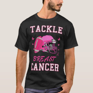 Tackle Breast Cancer Awareness Pink Ribbon Footbal T-Shirt
