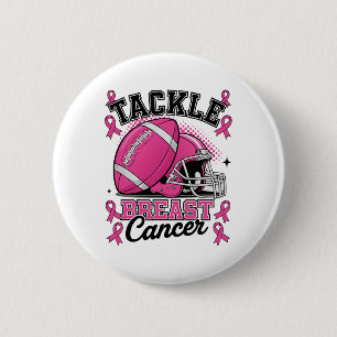 Tackle Breast Cancer Awareness Pink Ribbon Footbyl 6 Cm Round Badge