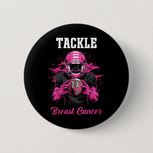 Tackle Breast Cancer Awareness Pink Ribbon Footll 6 Cm Round Badge
