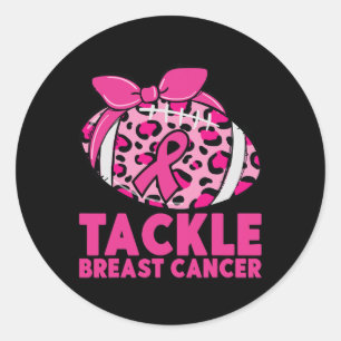 Tackle Breast Cancer Awareness Pink Ribbon Leopard Classic Round Sticker