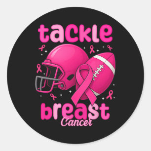 Tackle Breast Cancer Awareness Women Footll Pink R Classic Round Sticker