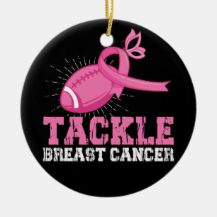 Tackle Breast Cancer Fighting American Football Ceramic Ornament