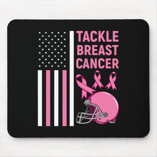 Tackle Breast Cancer Football American Flag  Mouse Pad (Front)