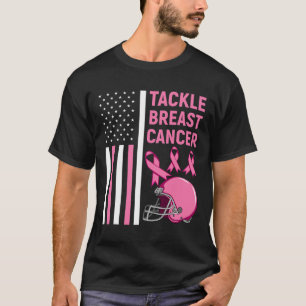Tackle Breast Cancer Football American Flag T-Shirt